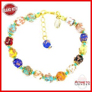 Murano Glass Bracelet Handmade Italian Sparkling Beads Elegant Women's Jewelry